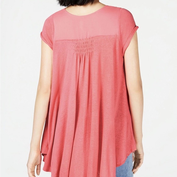 Free People Highland Smocked Shoulder Top Pink Size medium - Picture 2 of 7